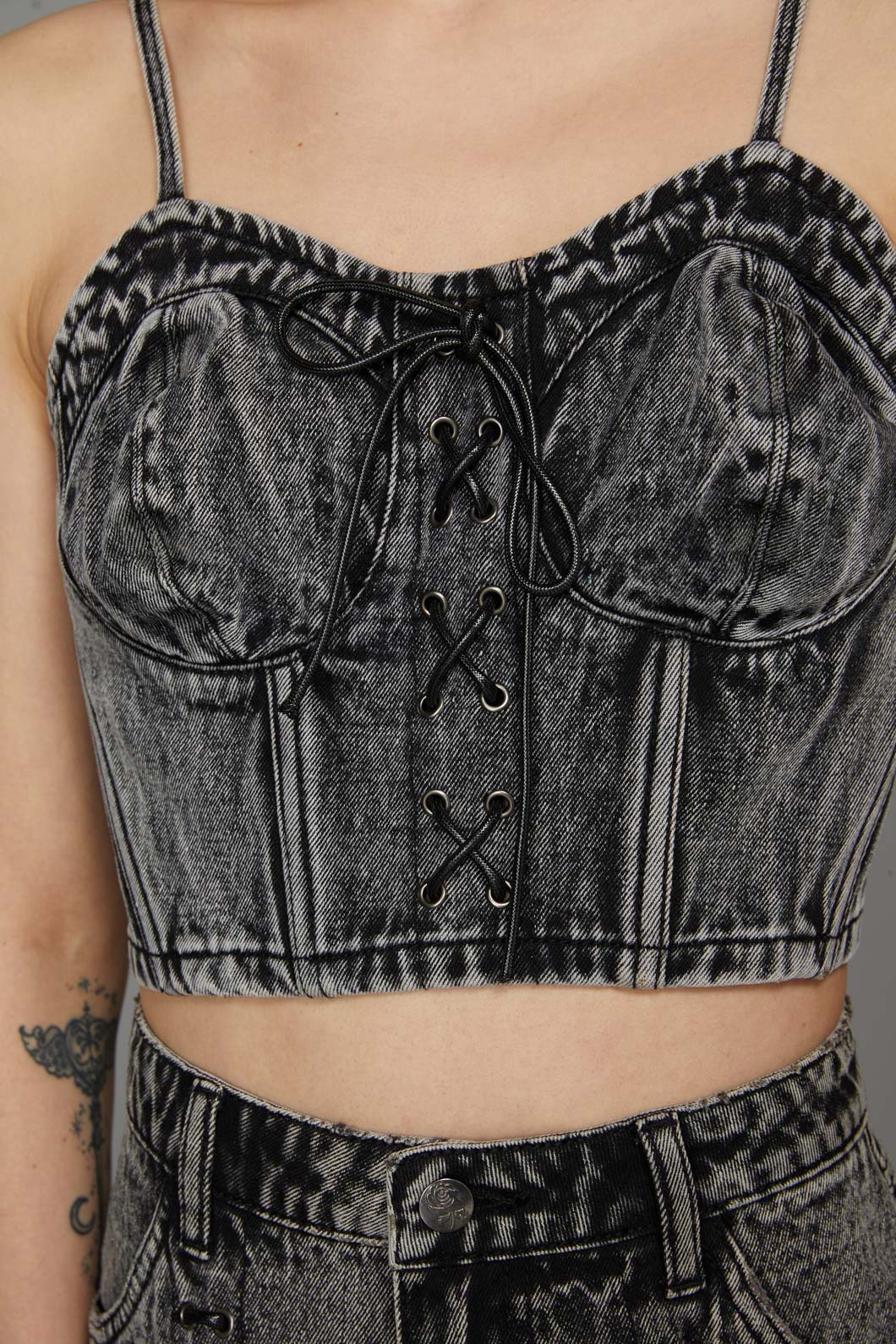 Acid Wash Lace Up Top - Image 5