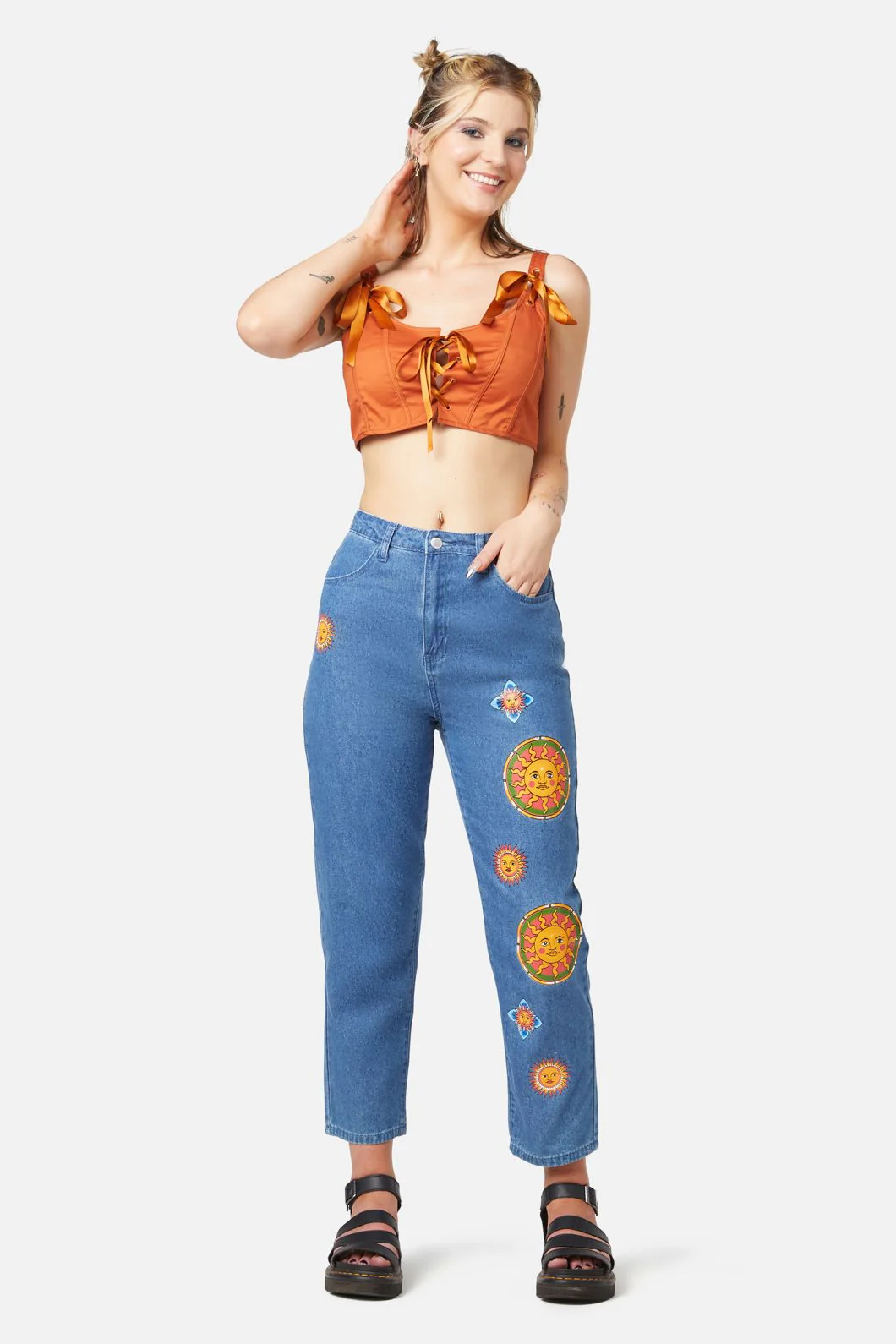 Denim Sun Embroidery Jean - Image 10