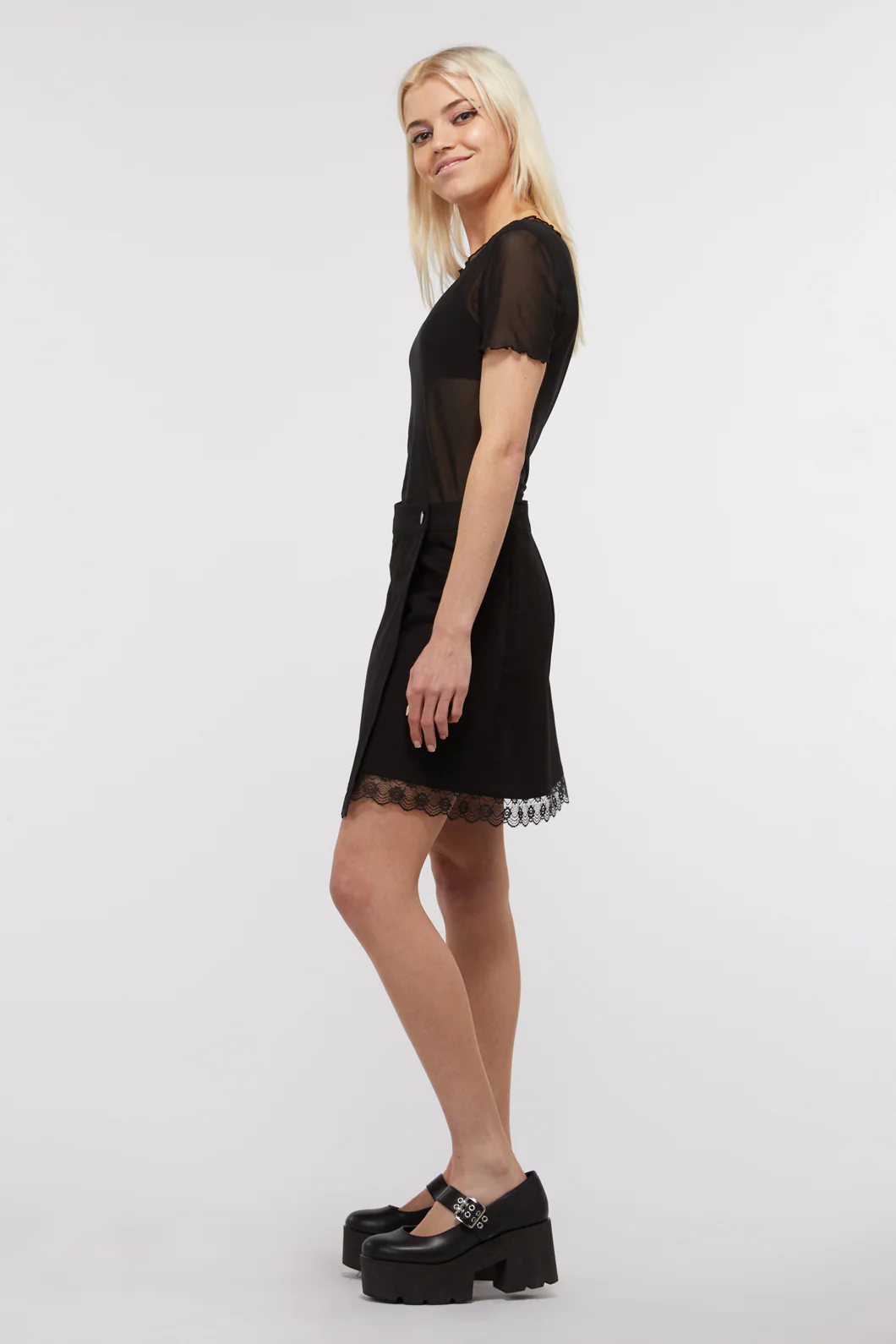 Lace Trim Goth Skirt - Image 3