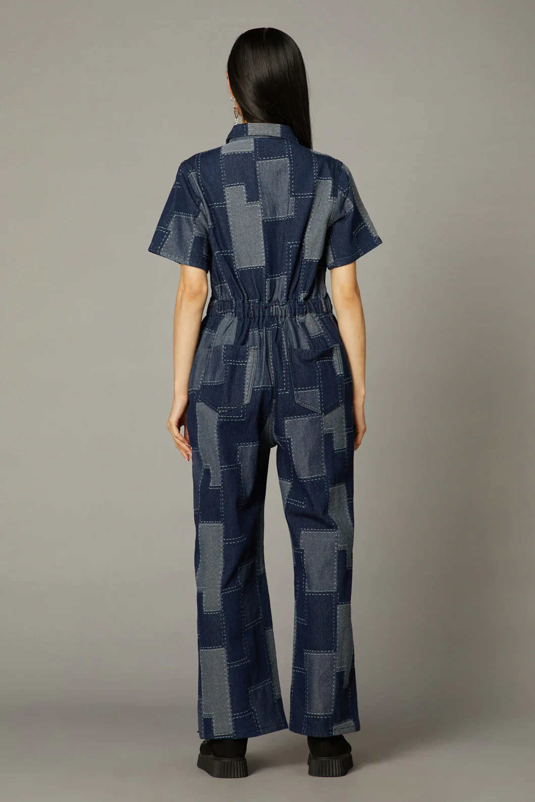 Patchwork Denim Boilersuit - Image 4