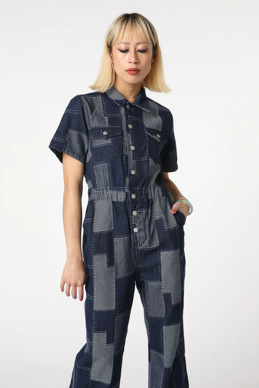 Patchwork Denim Boilersuit - Image 6