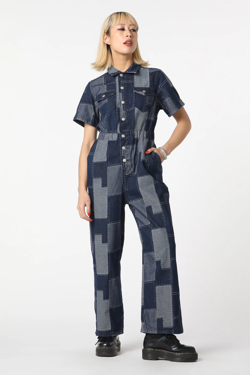 Patchwork Denim Boilersuit - Image 7