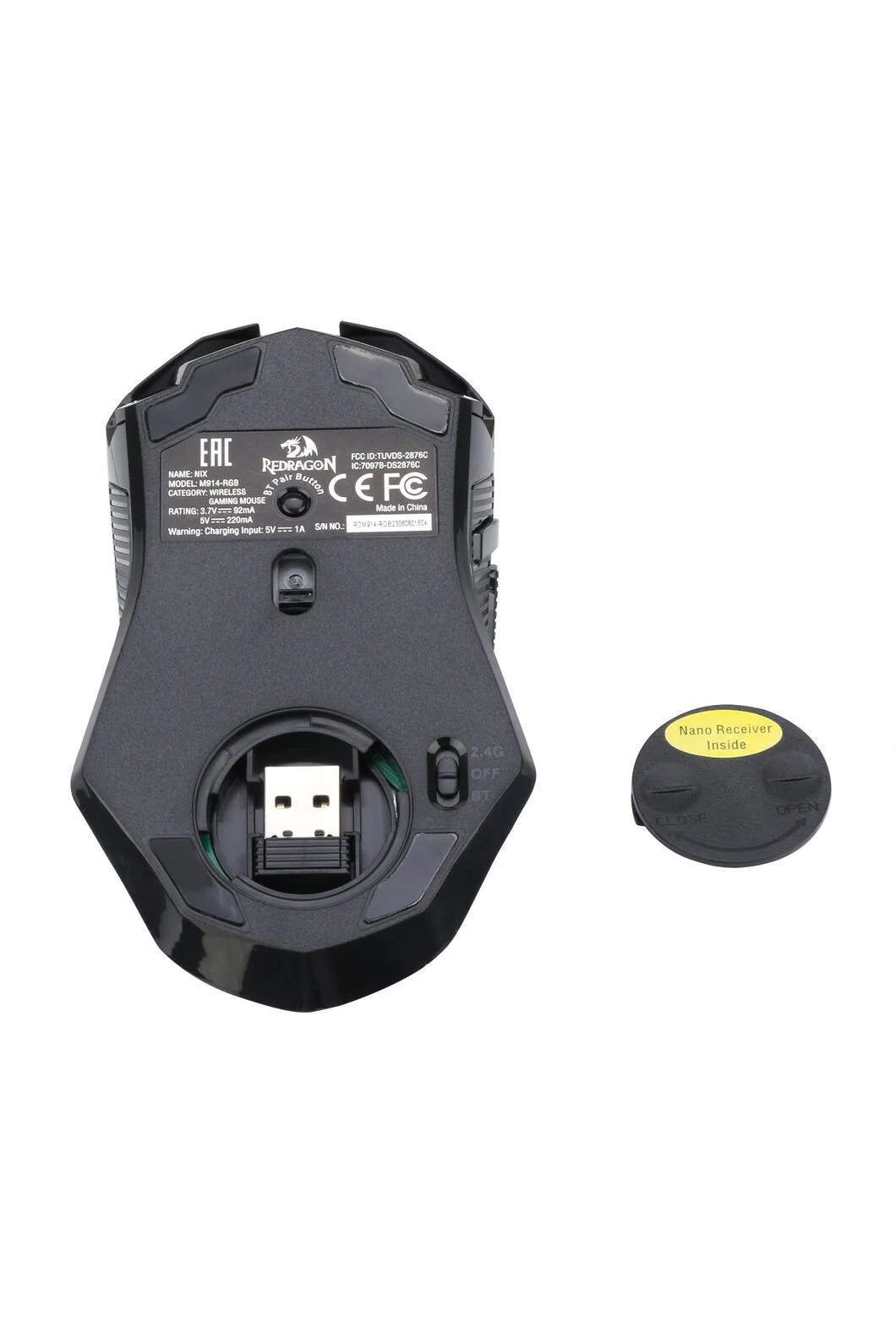 Redragon M914W-RGB NIX Black Full-Size Tri-Mode RGB Gaming Mouse - Image 8