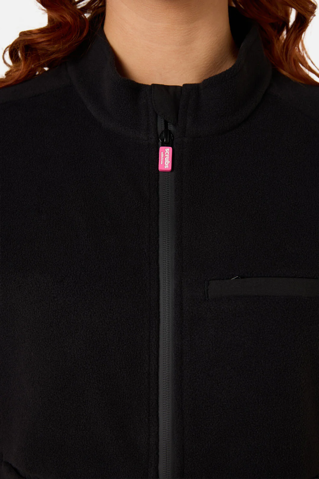 Black Polar Fleece Scrub Vest - Image 5