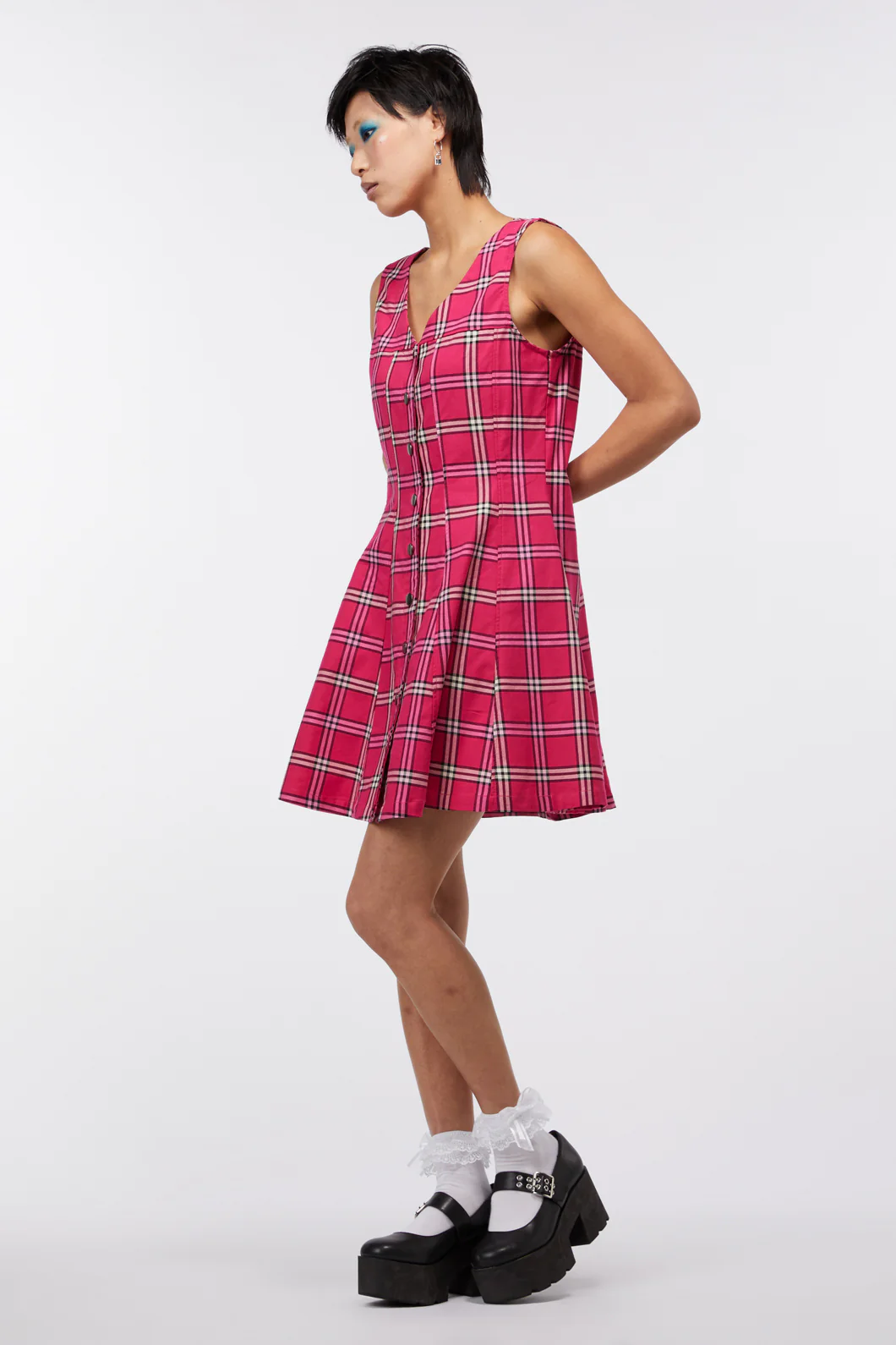 Tartan Button Up Pinafore - Image 3