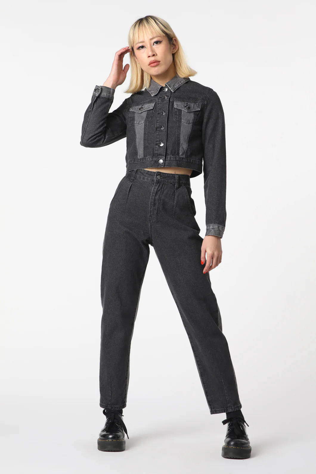 Washed Denim Goth Jacket - Image 3