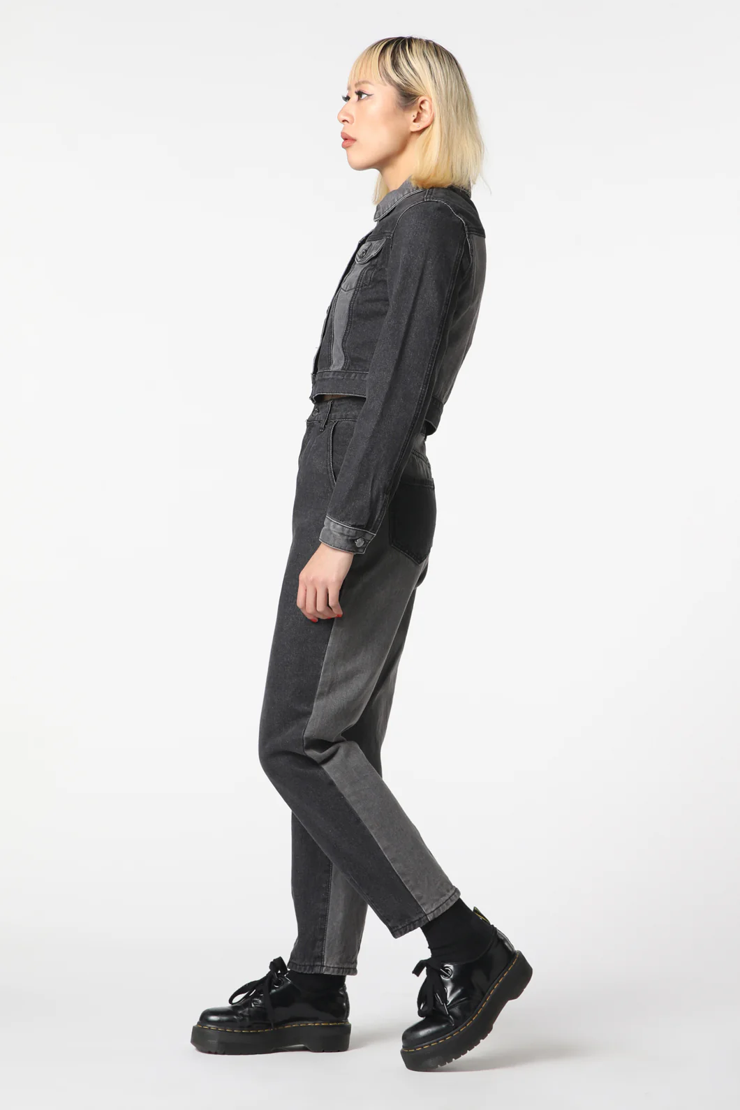 Washed Denim Goth Jacket - Image 4