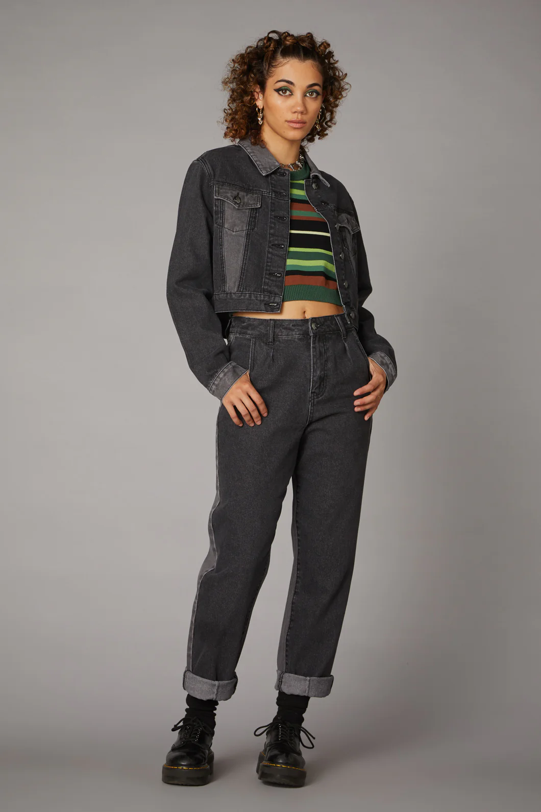 Washed Denim Goth Jacket - Image 7