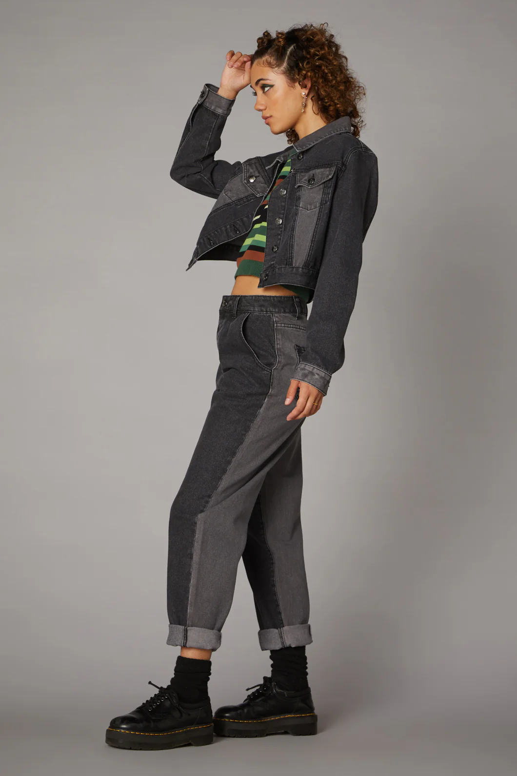 Washed Denim Goth Jacket - Image 8