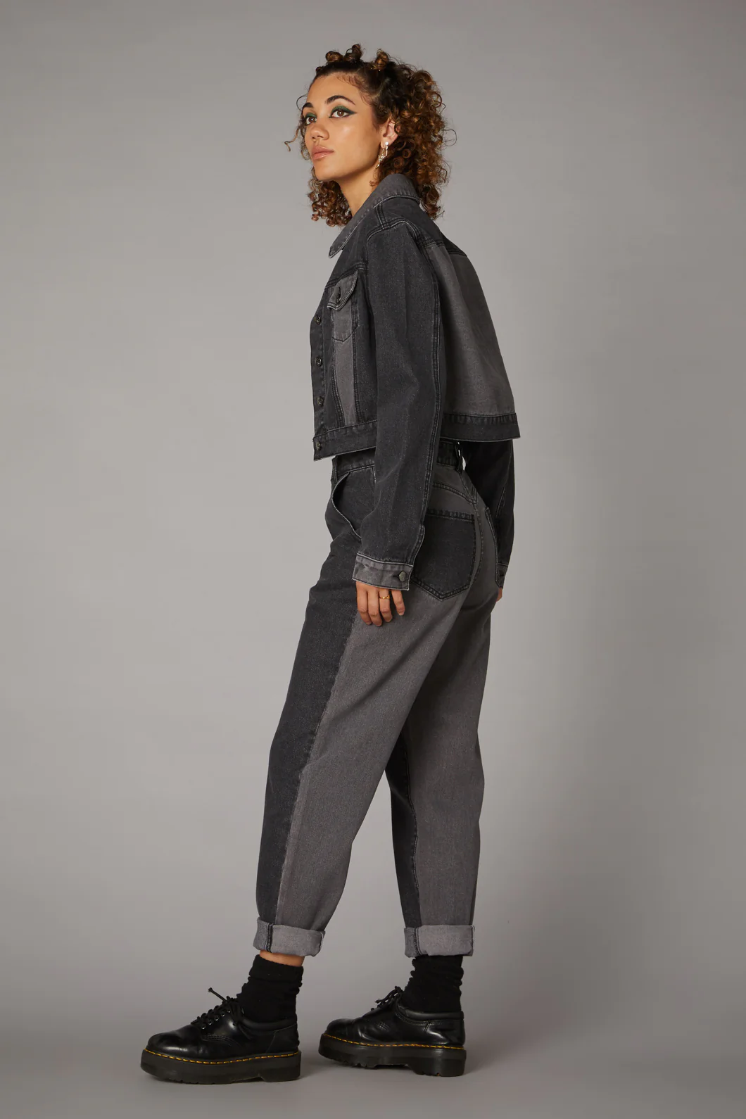 Washed Denim Goth Jacket - Image 9